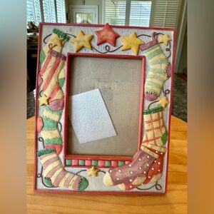 Christmas Resin Stocking Picture Frame Colorful Red 4x6 decor